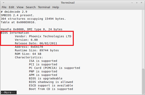 How To Quickly Find Out The BIOS Version In Linux