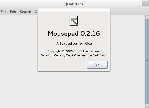 Mousepad text editor for Fedora Linux