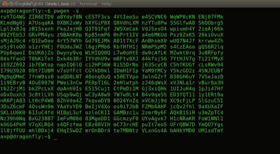 List of strong random passwords using pwgen