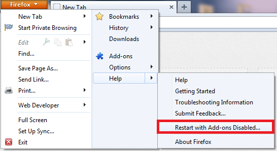 How To Restart Mozilla Firefox 13 With Add-ons Disabled