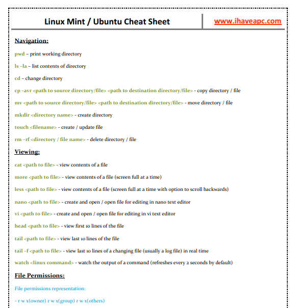 ihaveapc.com Linux Mint/Ubuntu cheat sheet