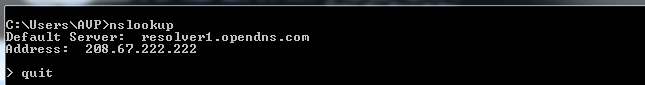 nslookup through Windows command prompt