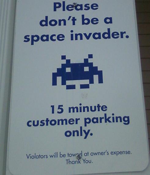 Space Invaders Sign : Funny