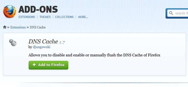 Installing DNS cache add-on in Mozilla Firefox