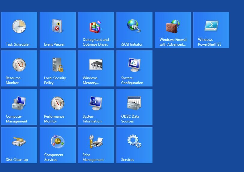 List of administrative tools for Windows 8