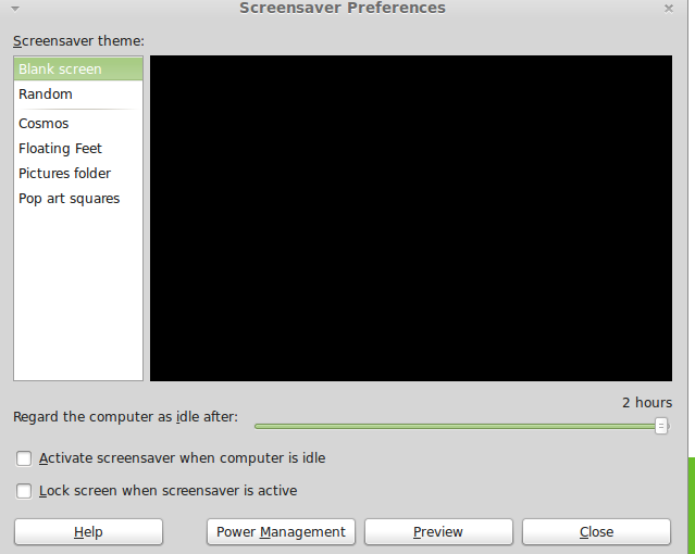 Changing screensaver settings in Linux Mint 15