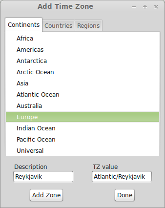 adding timezones in gworldclock - continents