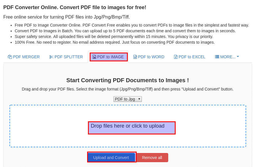 PDFConvertFree - Online converter from PDF to images