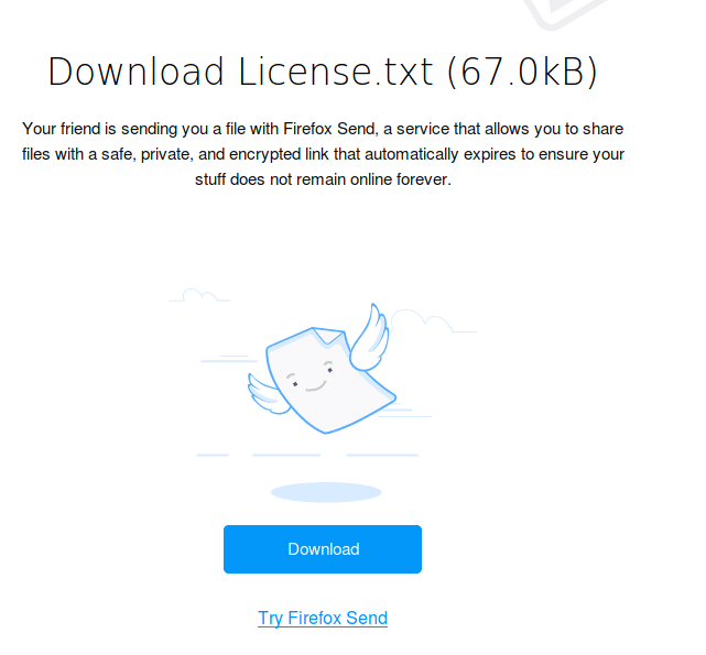 downloading files using expiring links using Firefox Send 