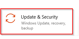 Update & Security option in Windows 10