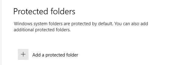 Adding a protected folder in Windows 10