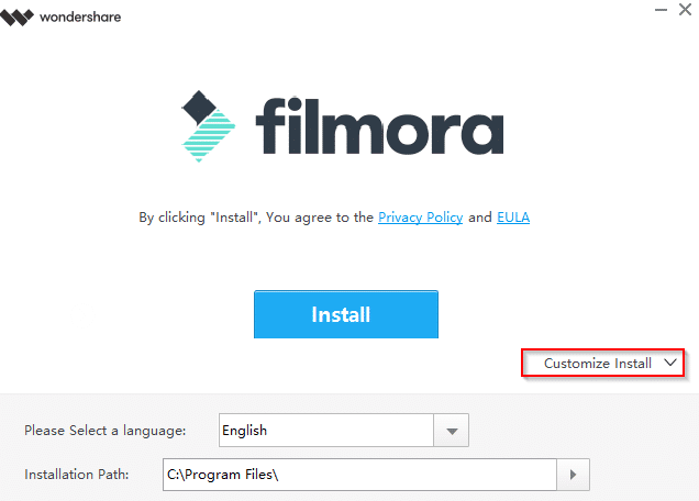 installing Filmora in Windows