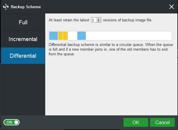 Differential backup scheme in MiniTool ShadowMaker 