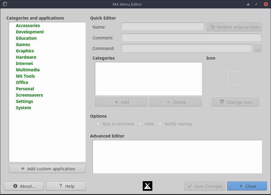 MX Menu Editor