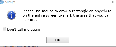 selecting region for screenshots when using slimjet