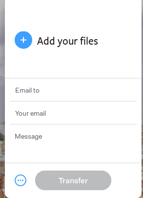 adding recipients and files to be sent when using WeTransfer 