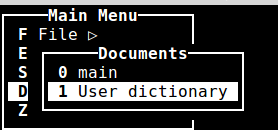 user dictionary in WordGrinder