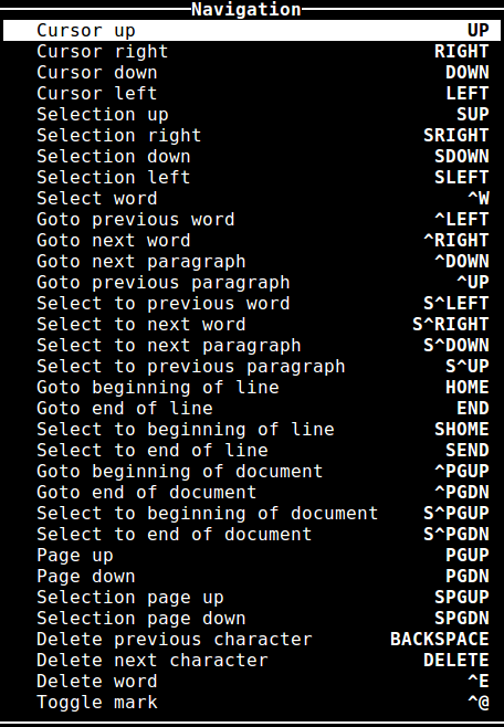 Navigation shortcuts in WordGrinder