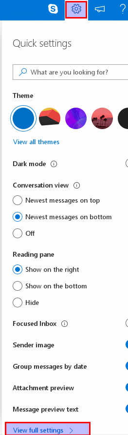 accessing Outlook.com settings in beta mode