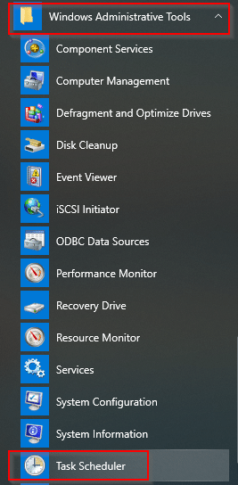 accessing Task Scheduler in Windows 10