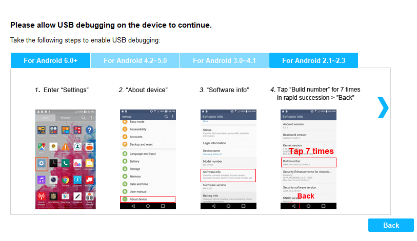 enable USB debugging for Coolmuster Mobile Transfer