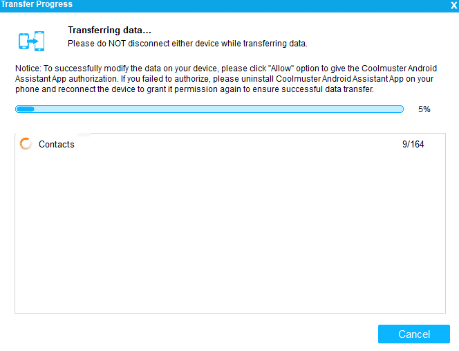 copying contacts between Android phones using Coolmuster Mobile Transfer