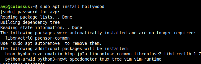 installing hollywood utility in Linux Mint