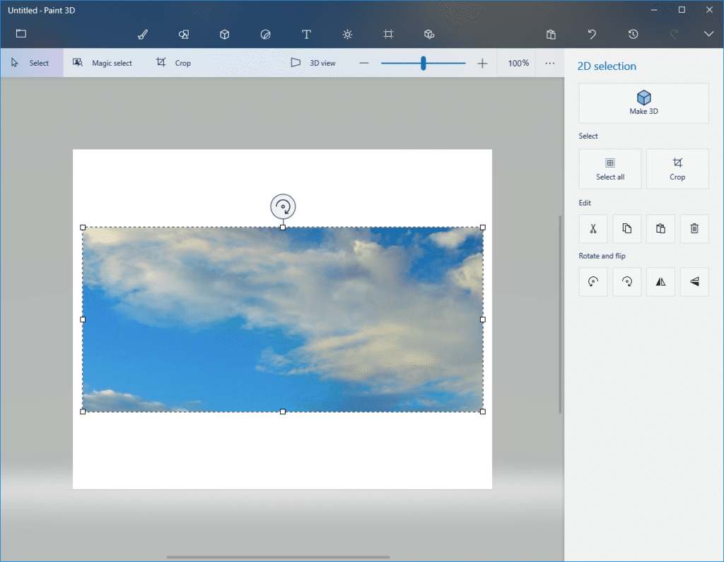 opening the screenshot using Paint 3D