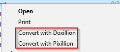 right click to convert documents using Doxillion 