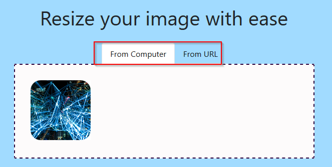 upload images for resizing from PC or from online link