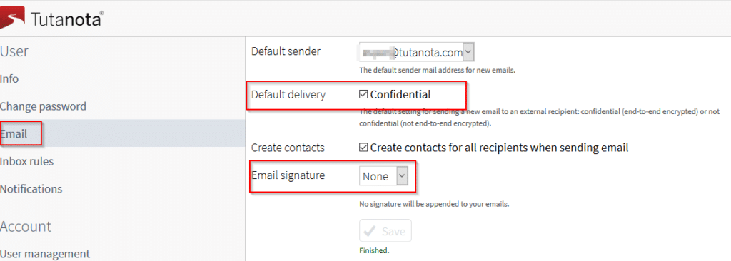 changing encryption settings in Tutonata