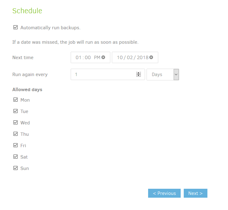 setting a backup schedule in Duplicati 