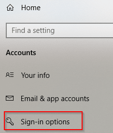 Sign-in options for Windows 10