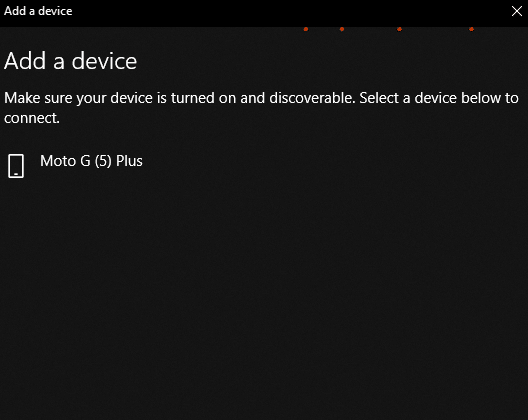 Bluetooth enabled phone detected in Windows 10 PC