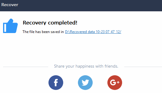 data recovery complete using EaseUS Data Recovery Wizard Free