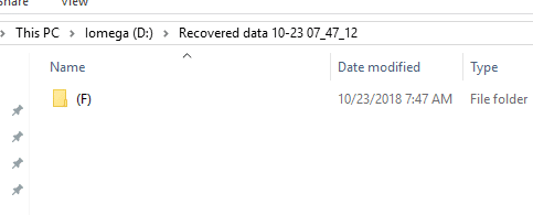 recovered data stored on an external drive 