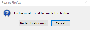 restart Firefox to enable private browsing mode