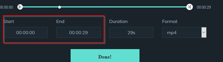 choosing start and end time for trimming video 