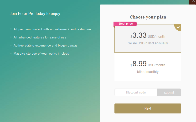 Fotor pricing