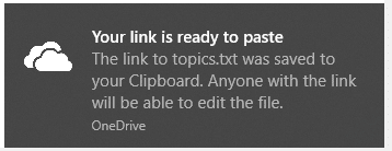 shareable onedrive link copied to clipboard