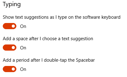 Typing suggestions enabled for software keyboard