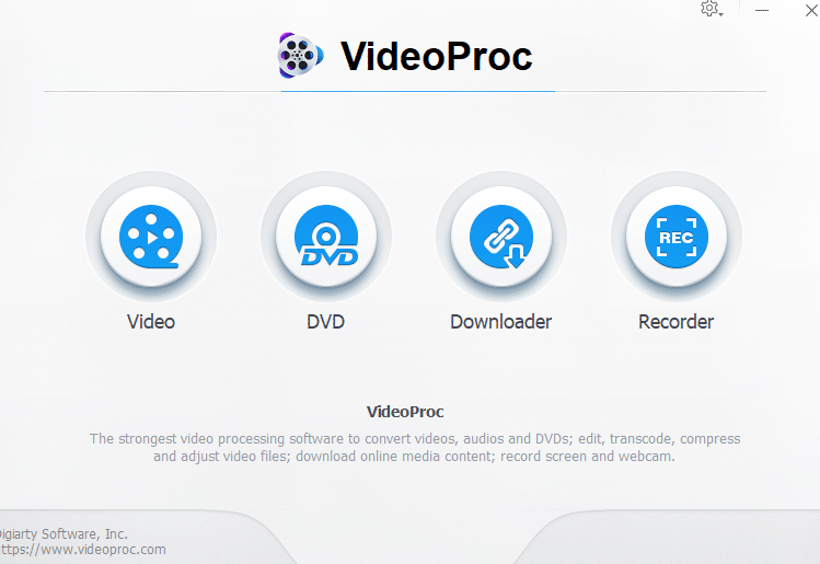 VideoProc main interface