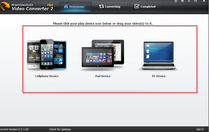 choosing target devices for playback conversion using Wise Video Converter Pro