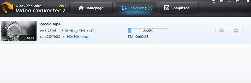 source video being converted using Wise Video Converter Pro