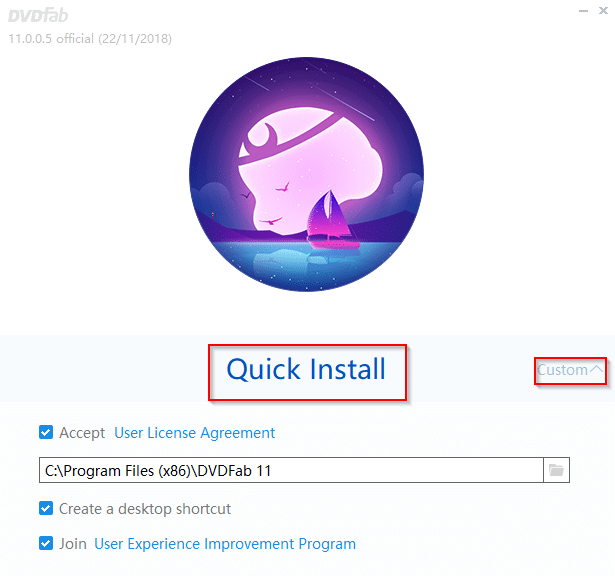 Quick Install in DVDFab 
