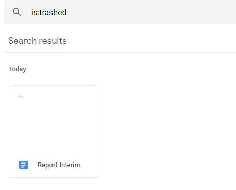 searching for deleted files in Google Drive 