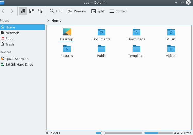 Dolphin file manager in Q4OS