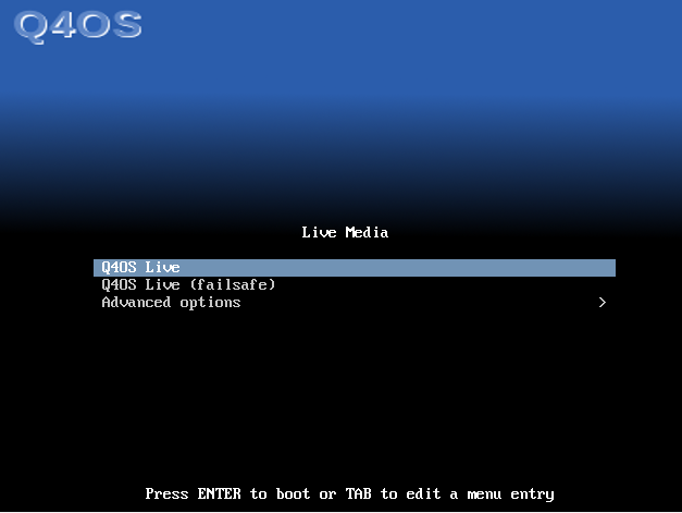 booting Q4OS live 
