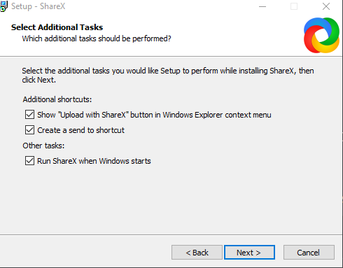 ShareX Windows integration options during setup