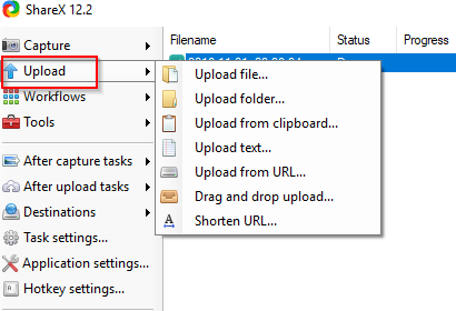 Upload tasks in ShareX